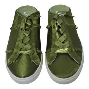 Free People Satin Naples Slip On Sneaker Olive Green Women's Vacation Comfort 41